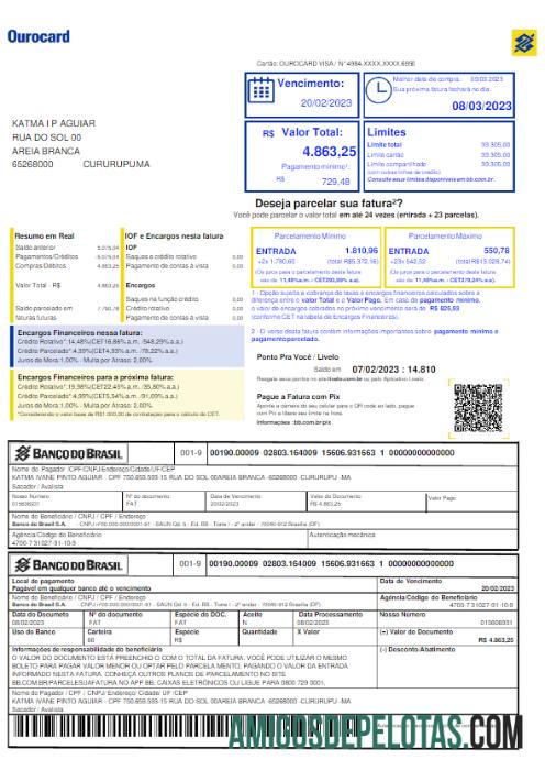 imprimível BRASIL BANCO DO BRASIL Utility Bill Word And PDF Template